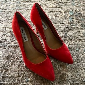 Steve Madden red suede heels